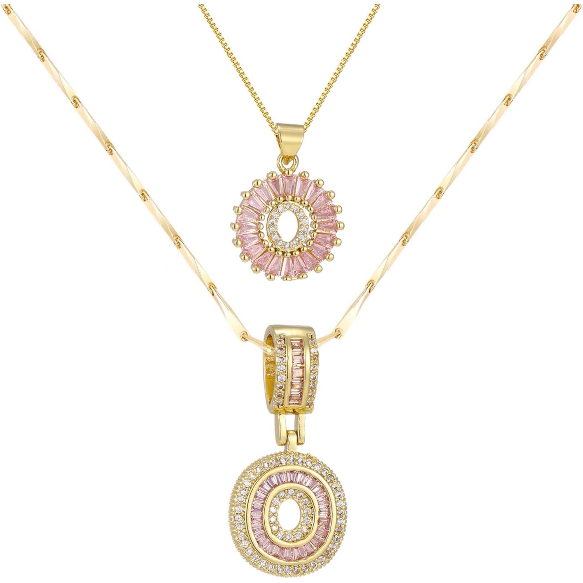 Gold/Silver Letter Necklace for Women,14K Gold Plated Initial Necklaces,Personalized Custom Name Jewelry,Initials Pendent Necklace for Couple,2PCS Trendy Bling Jewelry for Mom Girfriend