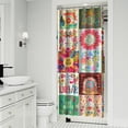 thumbnail image 2 of Small Stall Narrow Shower Curtain 36"W x 72"L – Tropical Bohemian Leaves, Mid-Century Abstract Boho Botanical Bathroom Decor, Vintage Floral Palm Leaf Pattern, Rustic Tribal Folk Style, 2 of 5