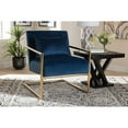 thumbnail image 5 of Baxton Studio Mira Glam and Luxe Navy Blue Velvet Fabric Upholstered Gold Finished Metal Lounge Chair, 5 of 5