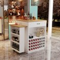 thumbnail image 3 of U_Style-CA 73" Bar Cabinet & Bar Table with Extendable Countertop on Wheels, Wine Rack & Glass Holder, 1 Door, 5 Drawers & Side Storage, for Home Bar & Dining Room (Chairs Not Included), 3 of 18
