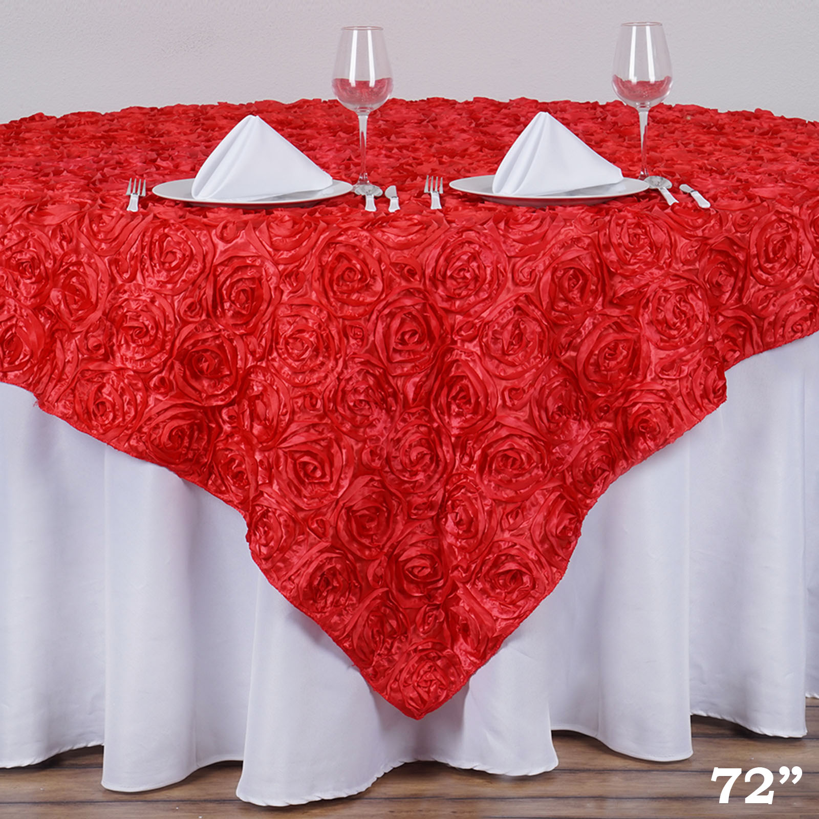 BalsaCircle Coral 72x72" Raised Rosette Table Cover Overlays Table