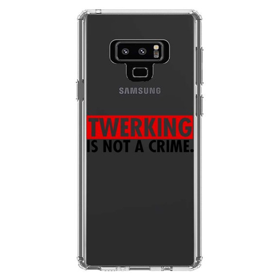DistinctInk Clear Shockproof Hybrid Case for Samsung Galaxy Note 9 - TPU Bumper Acrylic Back Tempered Glass Screen Protector - Twerking is Not a Crime