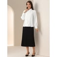 thumbnail image 4 of DARING DIVA Women's Pleated Dressy Business Casual Blouse XS White, 4 of 6