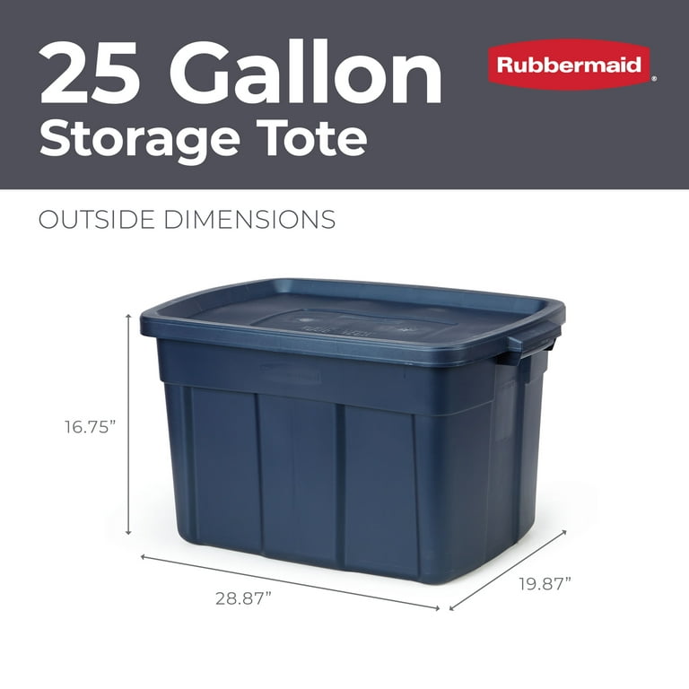 Rubbermaid Roughneck Storage Totes 25 Gal, Large Durable Stackable  Containers, Great for Garage Organization, Clothing and More, 4-Pack 