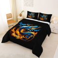 thumbnail image 2 of Homewish Traditional Dragon Queen Comforter Set,Magical Wildlife Comforter Sets Queen,Orange Blue,Black Reversible,3pcs,1 Comforter and 2 Pillowcases, 2 of 7