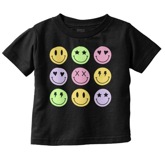 Colorful Happy Face Smile Eyes Toddler Boy Girl T Shirt Infant Toddler Brisco Brands 6M