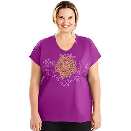 Womens Plus Size Active Dolman Graphic Tee - Paisley Peace and Plum Dream, 5X