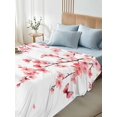 thumbnail image 4 of Cherry Blossoms Queen Size Flat Sheet, Wrinkleproof & Fadeproof Cooling Flat Bed Sheet Only, Spring Botanical Flowers Watercolor Breathable Soft Bedding Top Sheets 90 x 102 Inches, 4 of 8