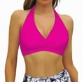 thumbnail image 2 of mgoYE Women'S Bikini Tops Women Halter Bikini Top - Padded Swimsuit Top V Neck Bathing Suit Tops Only(Hot Pink,S), 2 of 9