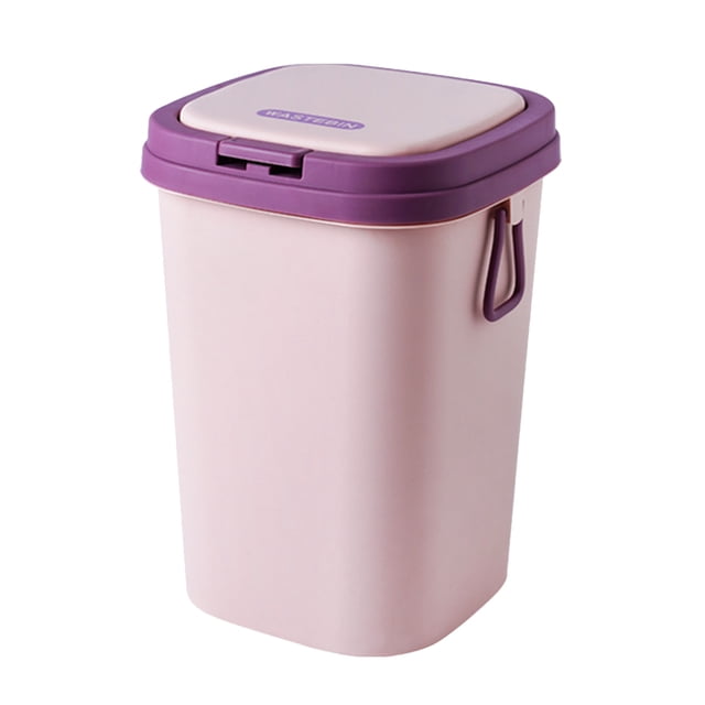 MIANGASTORE Home Trash Can Garbage Bin with Lid Press Type Organizer Portable Waste Bin