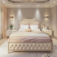 thumbnail image 1 of French light luxury INS wind solid wood bed soft cover art bed simple solid wood double bed My Lux Decor Round, 1 of 5