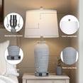 thumbnail image 6 of Cinkeda 25" Touch Control Table Lamp Set of 2, Gray-White Resin Jar Body with White Linen Shade, USB-C & AC Outlet, 3-Level Dimmable, Dimmable LED Bulb Included for Bedroom, 6 of 7
