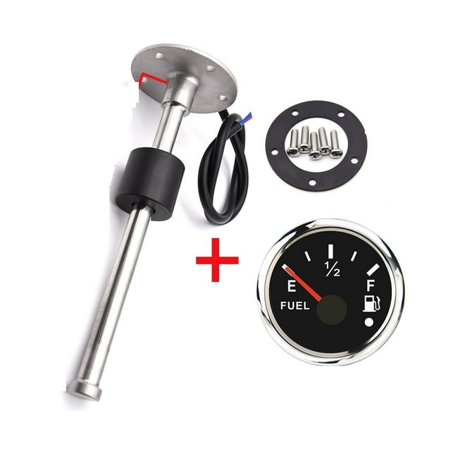 52MM Gauge Fuel Level Gauge 0-190ohm/240ohm-33ohm Fuel Tank Level Indicator Meter With Fuel Level Sensor 100MM 200MM 300MM 400MM ,Easy to Install