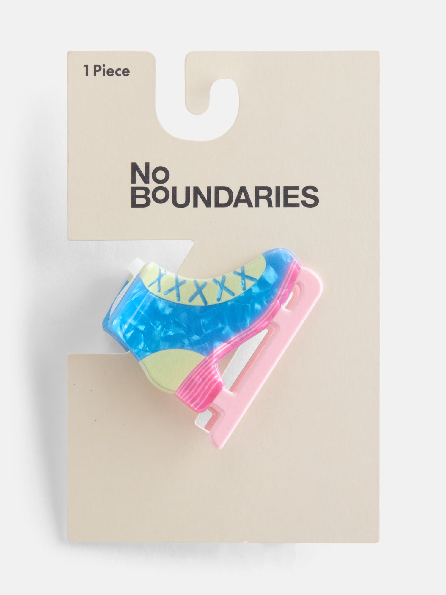 No Boundaries Women’s Ice Skate Claw Clip, Pink/Blue, One Size