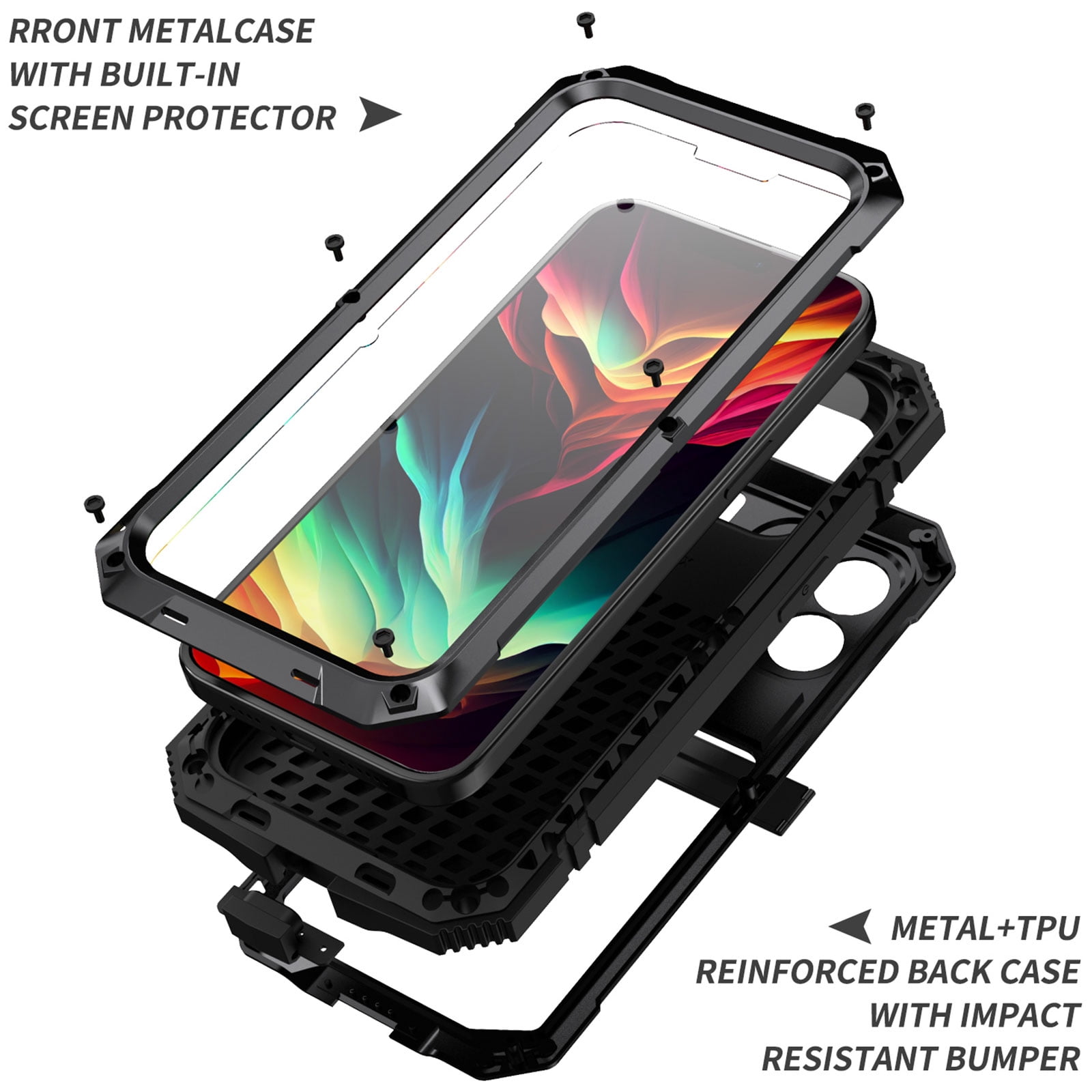 Decase for Apple iPhone 15 Pro Max Phone Shell,Heavy Duty Tri-Layer Hybrid Protective Cover for Outdoor Sports,With Front Screen Protector & Hidden Kickstand Mag Safe Magnetic Case - Black
