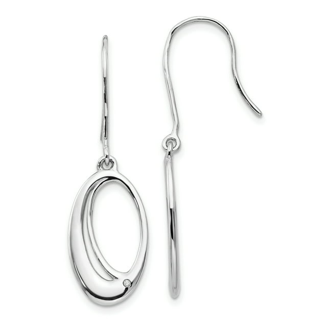 925 Sterling Silver Oval Diamond Shepherd Hook Drop Dangle Earrings