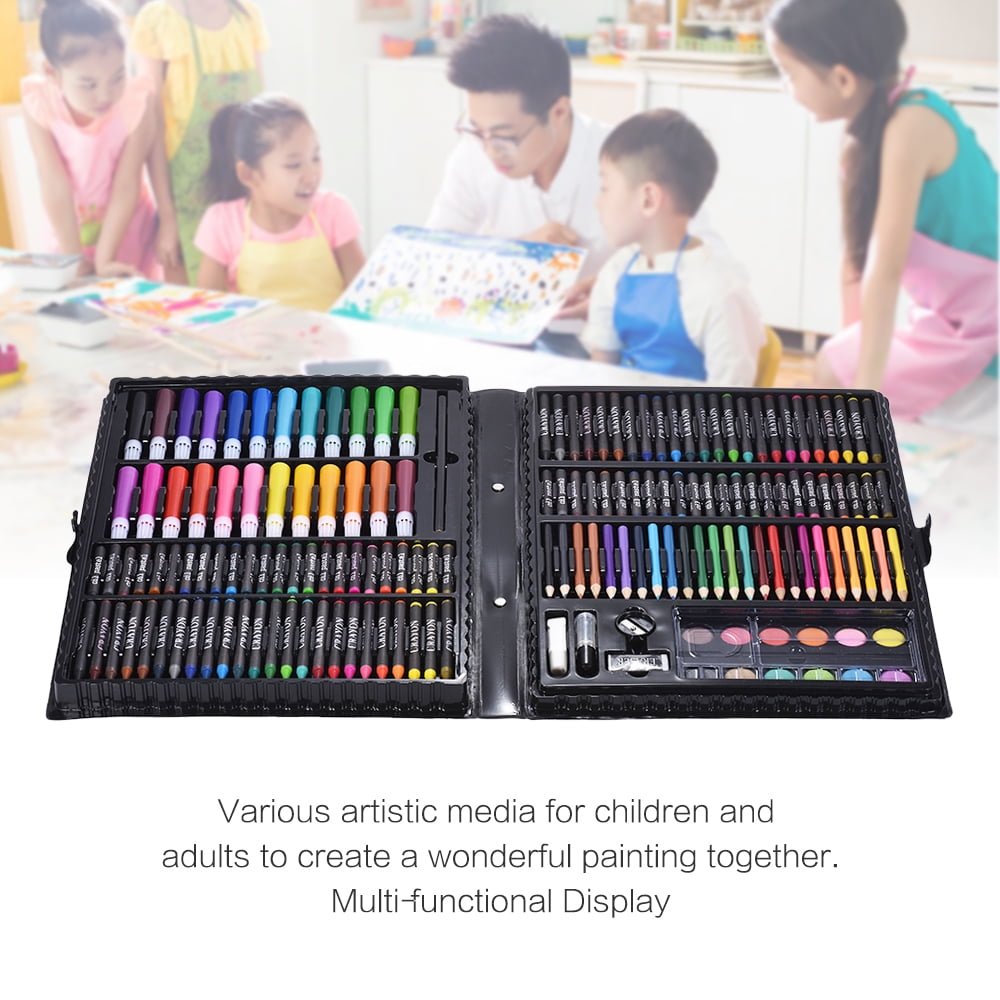 168pcs Drawing Pen Art Set Kit Painting Sketching Color Pencils Crayon Oil  Pastel Water Color Glue with Case for Children Kids