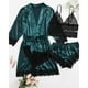 thumbnail image 5 of Conjunto de pijama de encaje de cuatro piezas para mujer, traje de tirantes, lencería sexy para mujer, bata de seda para dormir, encaje, 5 of 6