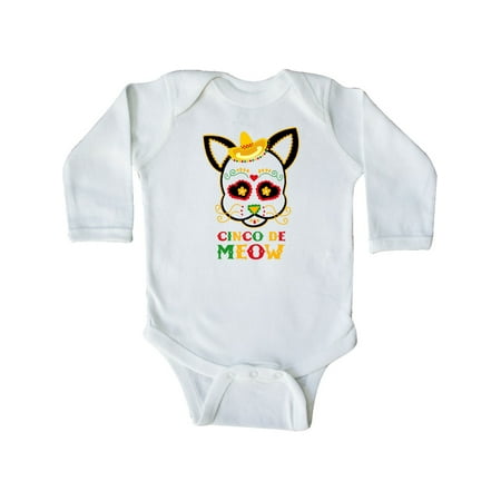 

Inktastic Cinco De Meow Cat Gift Baby Boy or Baby Girl Long Sleeve Bodysuit