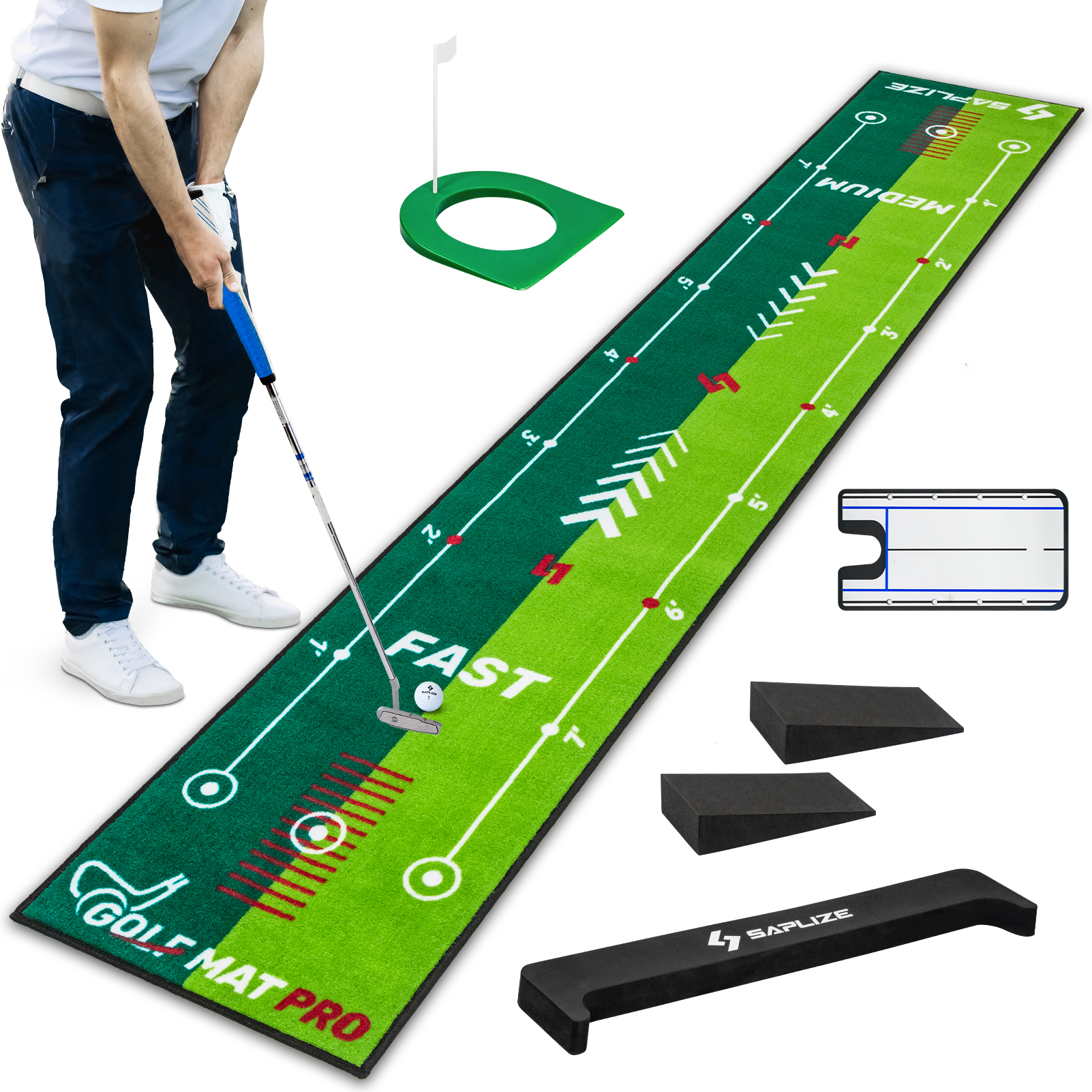 SAPLIZE Golf Putting Mat 20 In X 10 Ft with Mirror photo 1
