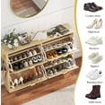 thumbnail image 4 of Shoe Cabinet Storage for Entryway with 4 Flip Drawers, Oak Fluted Shoe Cabinet with Adjustable Shelves, Wooden Hidden Shoes Rack Freestanding Narrow Slim Shoes Storage for Hallway, Entrance, 4 of 7