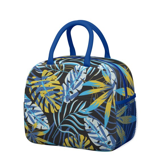 Reusable Tropical Plant Lnsulated Lunch Bag for Women & Men-Leakproof Water-Resistant Cooler Tote,Large Capacity(10.6x8.7x6.3in)for Work,Office,Travel,Picnic,Beach.