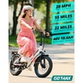 thumbnail image 2 of GOTRAX R2 20" x 3" Folding Adult Electric Bike with 20Mph 500W Strong Power Motors LCD-Display/with Rear Rack,Black, 2 of 9