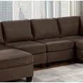 thumbnail image 2 of Sectional 6pcs Modular Sofa Set Modern Linen Like Fabric Black Coffee U-Shaped Living Room Furniture set Corner Wedge Ottoman, 2 of 7