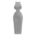 thumbnail image 3 of Moda europea y americana nuevo jersey con cuello redondo ajustado hueco sin espalda vestido de corredor sexy que cubre la cadera falda acanalada de longitud media, 3 of 5