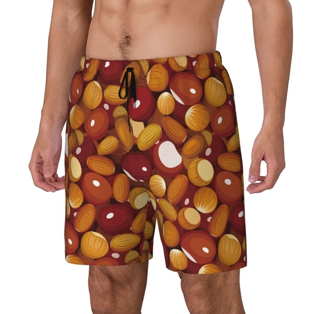 Balery Almond Nuts Bañador para hombre, shorts de playa de secado rápido con entrepierna y forro de compresión-Medium