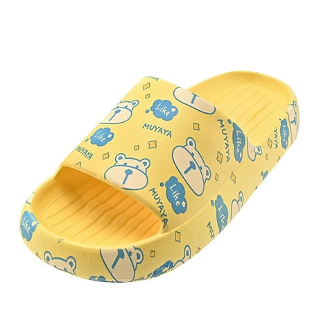 

SEMIMAY Fashion Four Seasons Women Slippers Flat Bottom Non Slip Indoor Home Bathroom Cartoon Bear Pattern Open Toe Slip On Comfortable