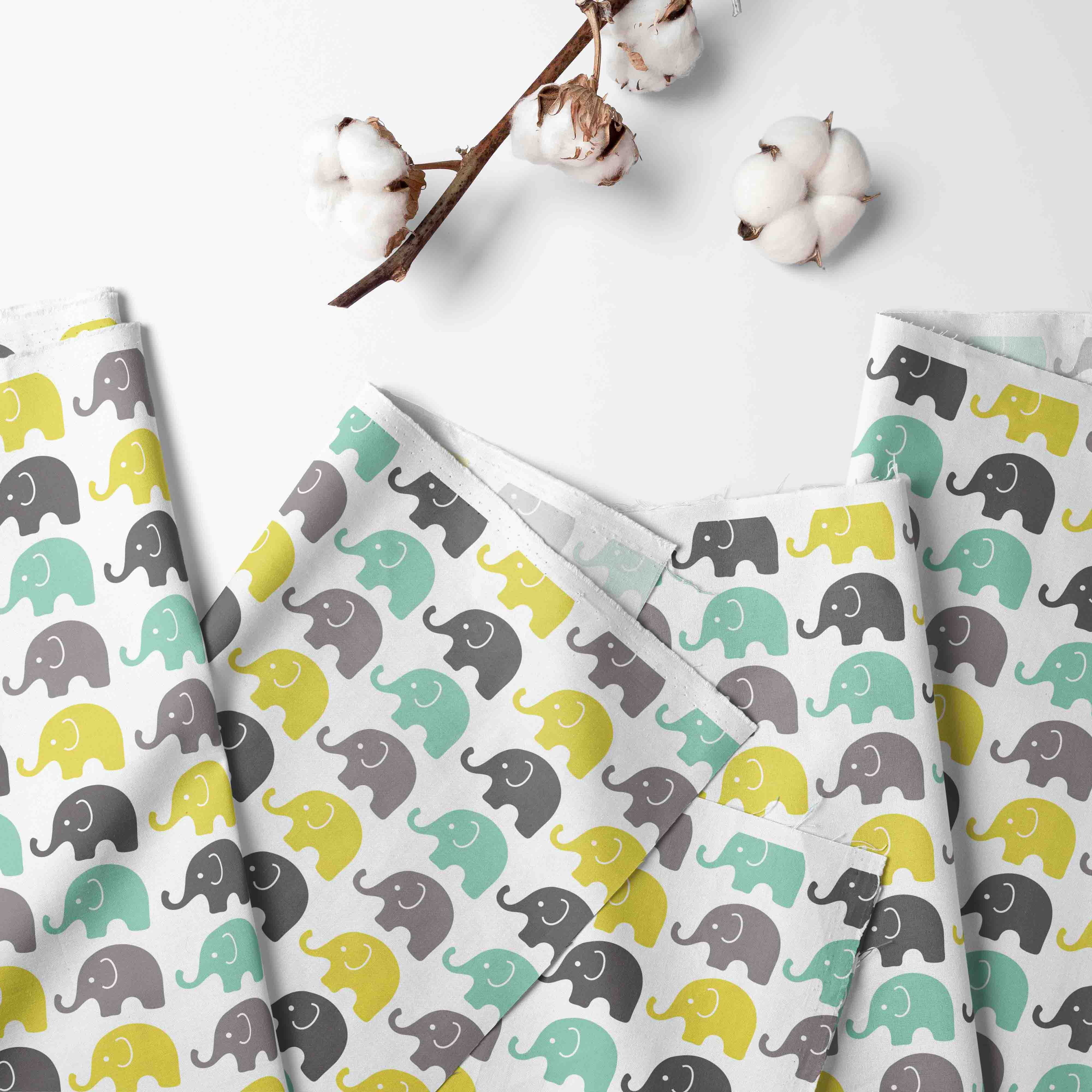 Bacati - Elephants Mint/Yellow/Grey Mini Crib Bedding Set