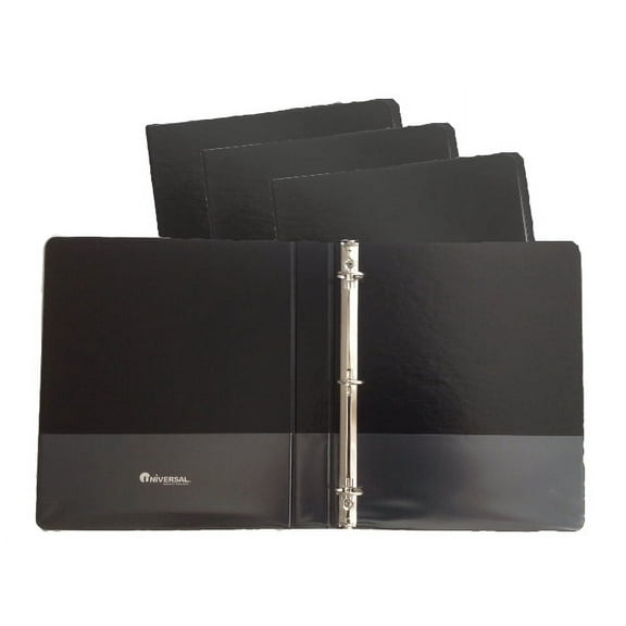 Black Vinyl Standard 3-Ring Binders, 1-Inch, for 8.5" x 11" Sheets, with Inside Pockets, 3-Pack
