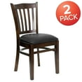 thumbnail image 3 of BizChair 2 Pack Vertical Slat Back Walnut Wood Restaurant Chair - Black Vinyl Seat, 3 of 14