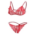 thumbnail image 1 of Conjunto de lencería y sujetador de encaje para mujer, ropa de dormir rojo, 1 of 9