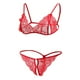 thumbnail image 1 of Conjunto de lencería y sujetador de encaje para mujer, ropa de dormir rojo, 1 of 9