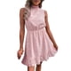 thumbnail image 5 of VISgogo Mini vestido para mujer, elegante, sin mangas, cuello alto, sólido, verano, casual, citas, vestido de una línea VISgogo moda, 5 of 7