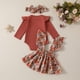 thumbnail image 4 of Odeerbi 0-18 Meses Conjunto Canastilla de Verano Para Niña Body de Punto Elástico de Algodón Falda Con Tirantes Florales Cinta Para La Cabeza Conjunto de Tres Piezas Mono Con Volantes, 4 of 8