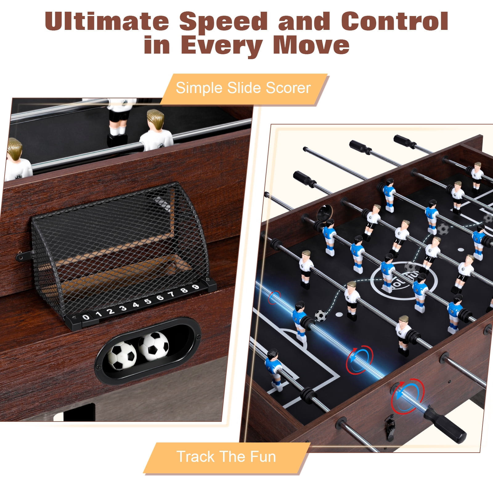 55in Combo Game Table – Electric Air Hockey, Foosball, Ping Pong & Poker, 4in1 Multi-Game Table for Home & Game Room Fun