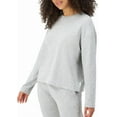thumbnail image 2 of Hanes Originals French Terry Pullover, Cropped Crewneck Sweatshirt for Women, Comfywear Loungewear, Heritage Grey Marle, XXL, 2 of 5