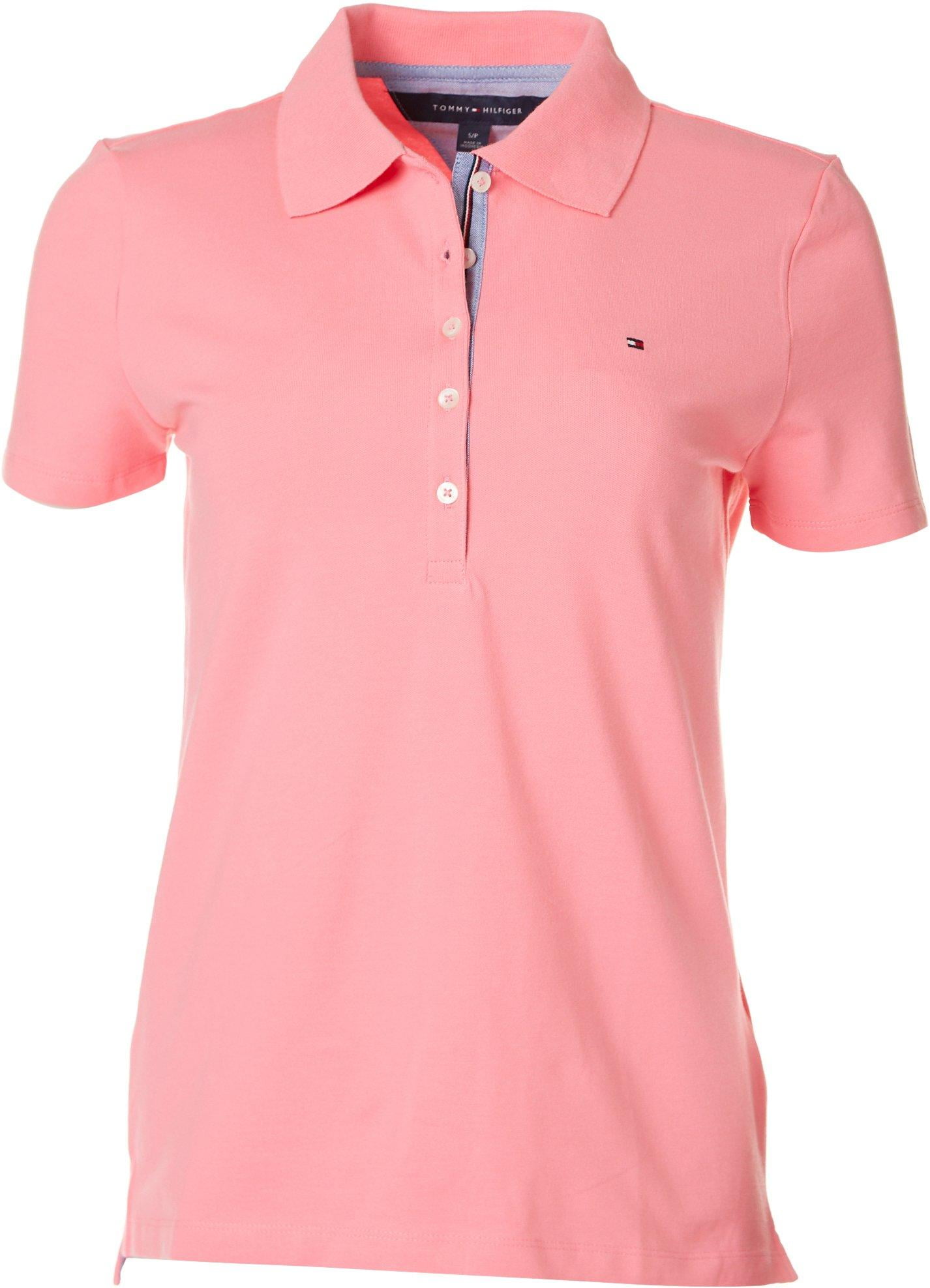 Tommy Womens Pique Sleeve Polo Shirt X-Large Peony pink - Walmart.com