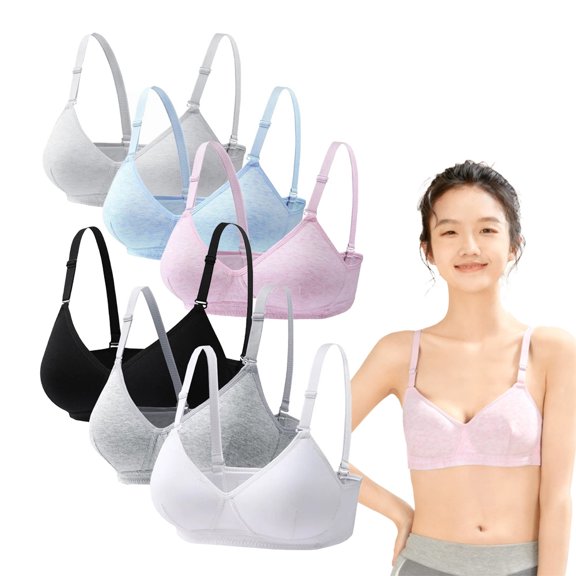 Padded Bras for Girls & Teens 8-10,10-12,12-14,14-16 No Wires Cotton Developed Training Bras Light Padding Comfort Wear