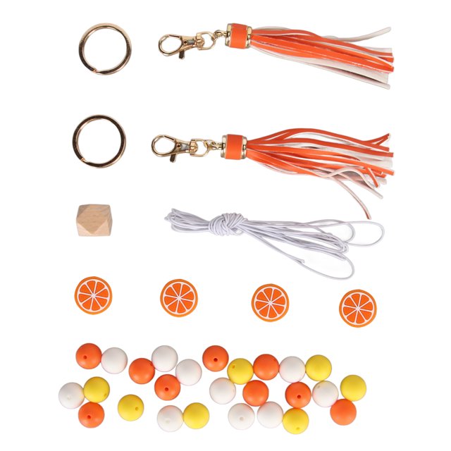 Cuentas de Silicona de Limón Juego de Cuentas de Goma Naranja Juego de Borlas de Cuentas de Silicona de 15 Mm para Hacer Llaveros Cuentas de Silicona DIY ANGGREK Otros