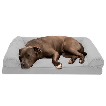 UPC: 0842229125009 | FurHaven Pet Products Quilted Full Support Sofa-Style Pet Bed for Dogs & Cats – Silver Gray Large