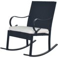thumbnail image 1 of Noble House Harmony Wicker Rocking Chair with Cushion Black and White, 1 of 23