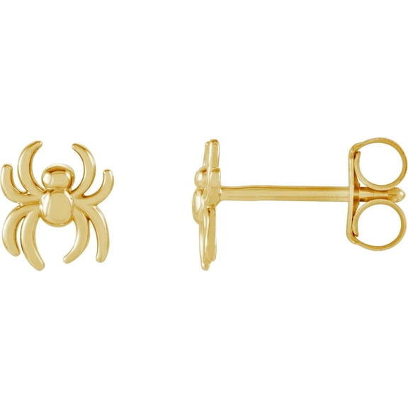 14k Yellow Gold Polished Spider Earring Stud Earring for Women - .5 Grams
