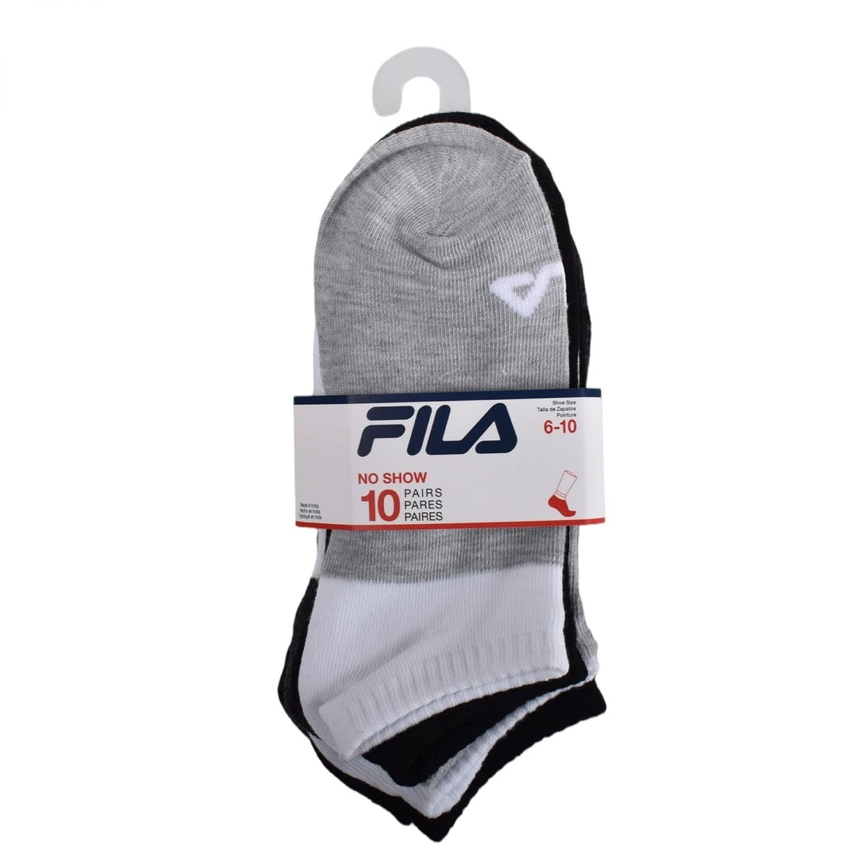 Fila womens No Show Socks, White 10 Pack, One Size US