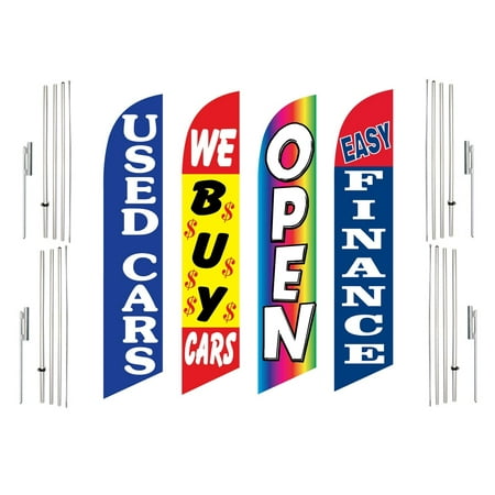 4 Swooper Flags With 4 Pole Kits Used Cars We Buy Cars Open Easy Finance