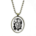 thumbnail image 1 of Sketch Rose Flower Pattern Necklace Vintage Chain Bead Pendant Jewelry Collection, 1 of 3