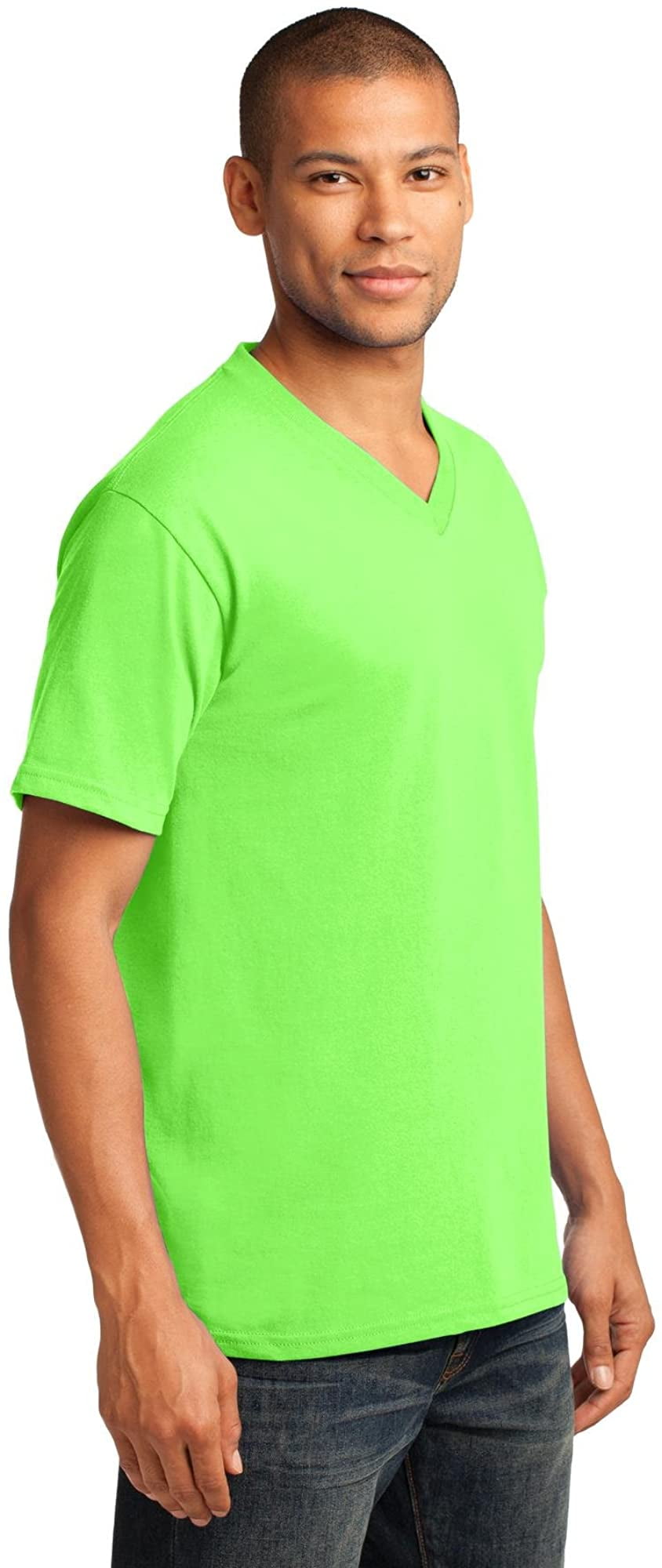 lime green v neck t shirt mens